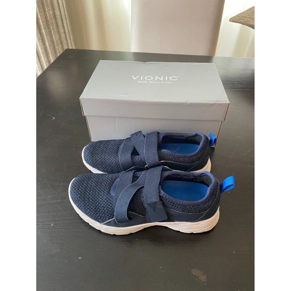 Vionic Brisk Aimmy Active Walking Shoes Size 7 / EU 38 Navy Color Hook Loop
